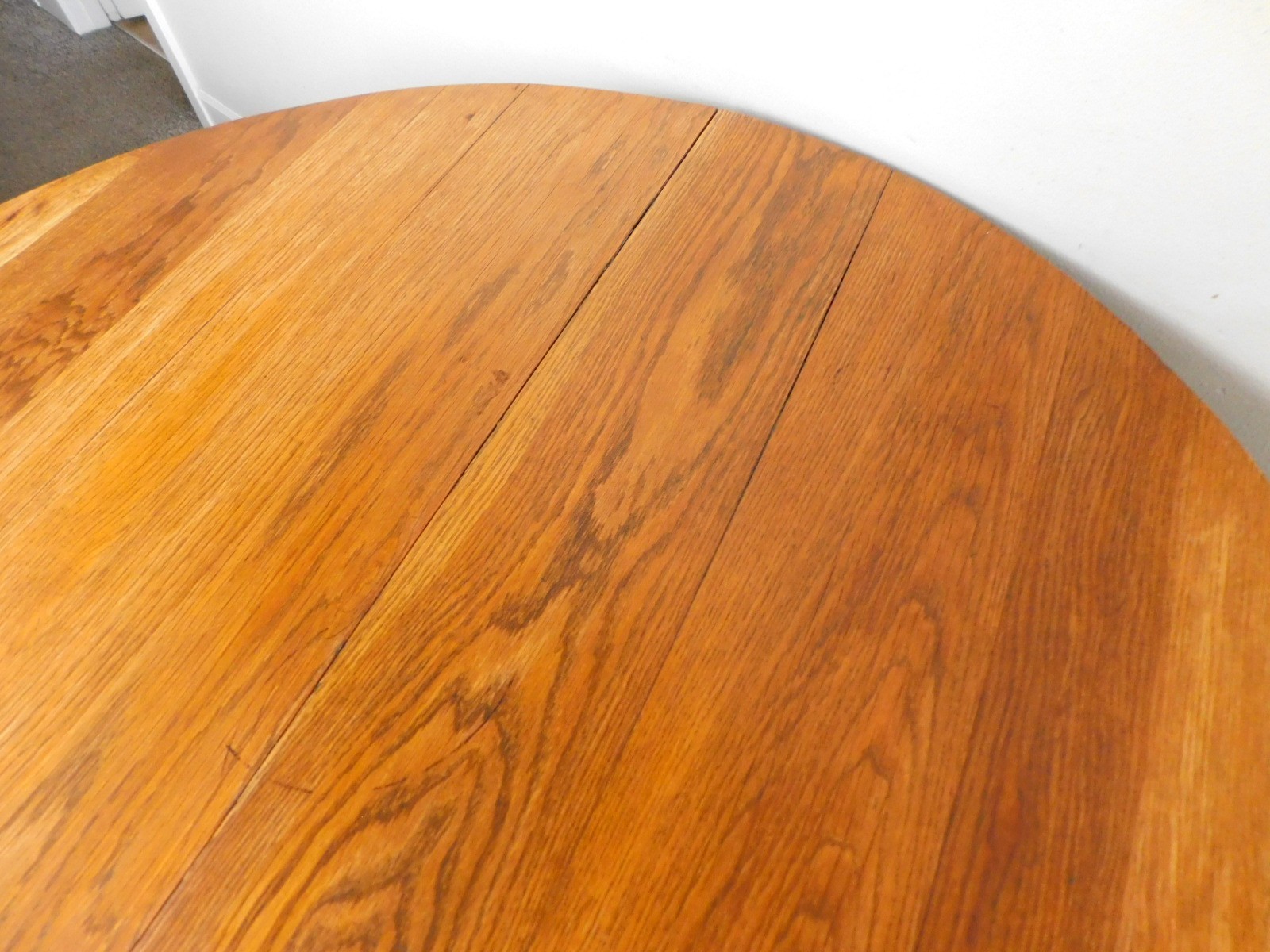 Antique Solid Oak 48″ Mission Arts Crafts Round Dining Table Pedestal Base SHIPS