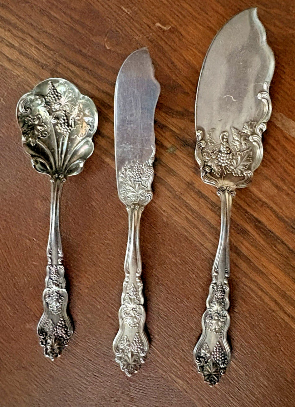 MOSELLE International silverplate TRIO cake berry butter servers 1906 antique