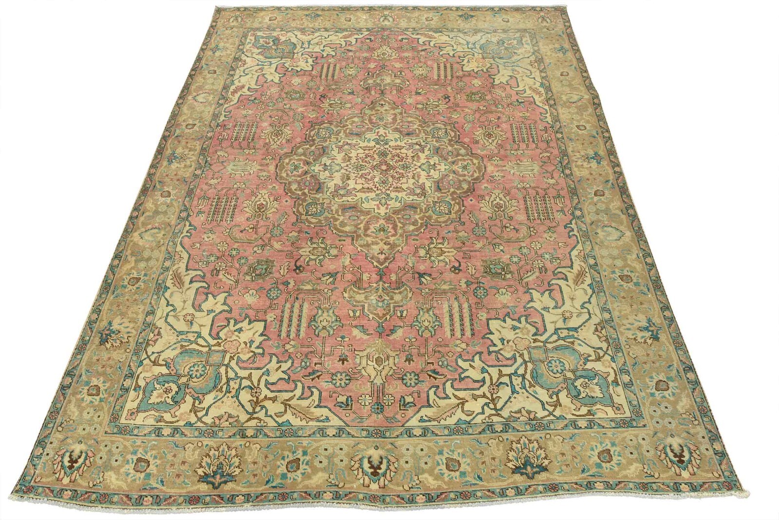Vintage Anatolia 10′ x 12’7” Pink Traditional Wool Hand-Knotted Oriental Rug