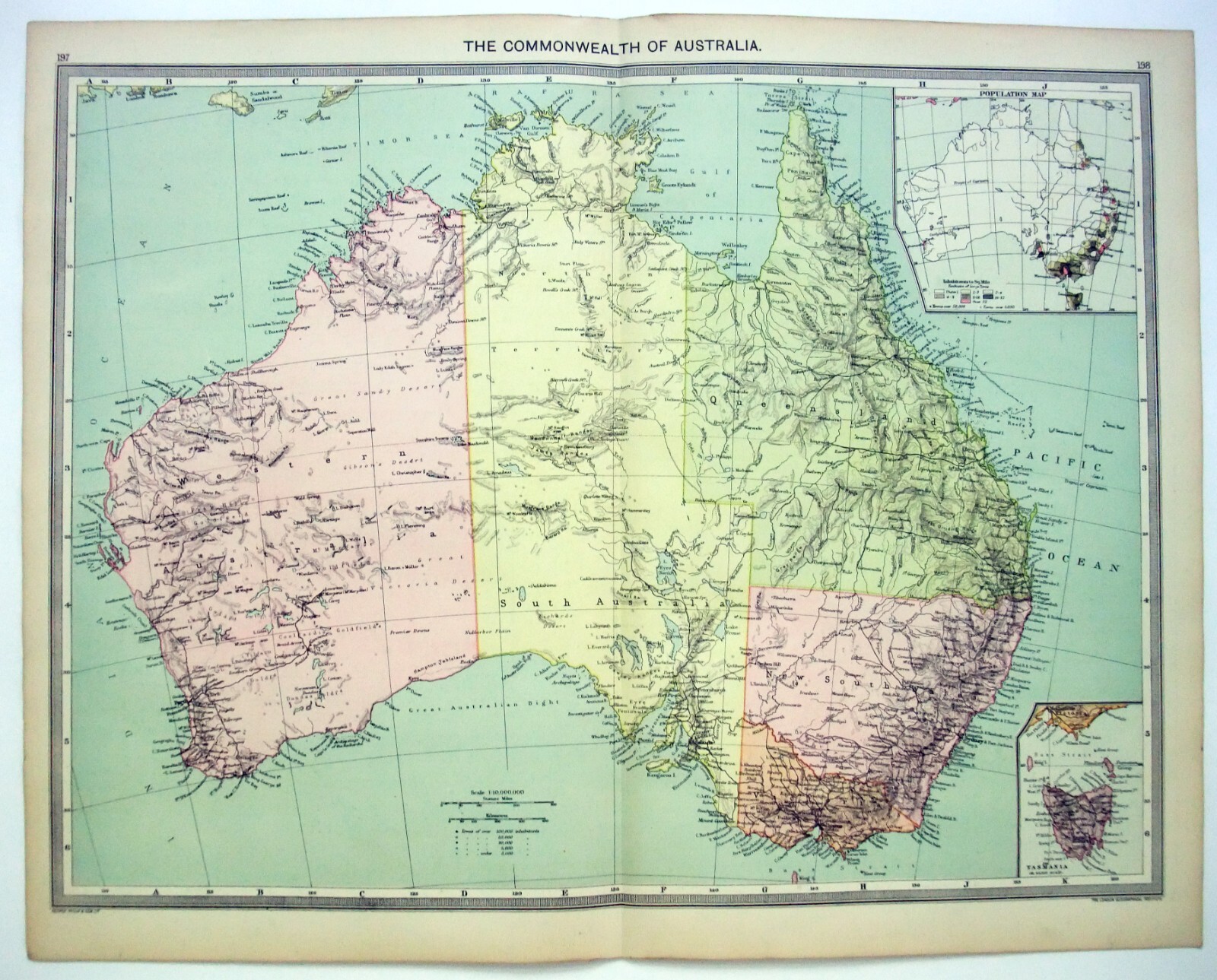 Australia – Original Map c1906 by G Philip & Son. Antique
