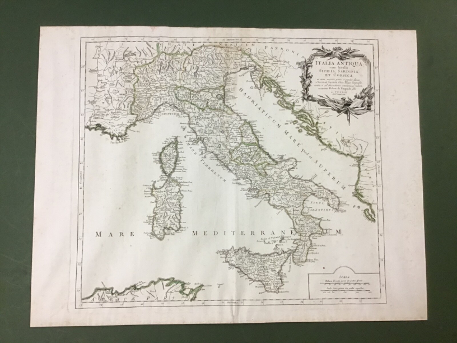 1778 Map Italia Antiqua Sicilia Sardinia Corsica By Paolo Santini