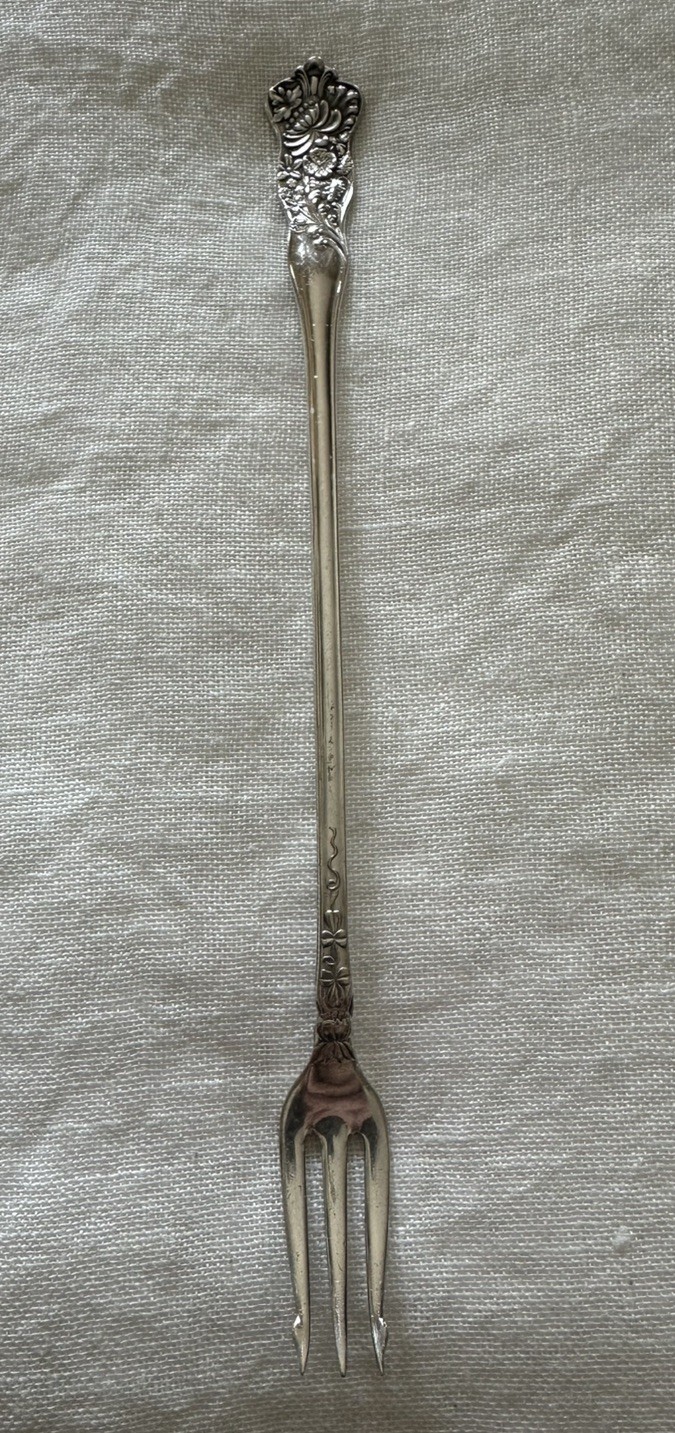 Antique Vintage Silverplate Long Handle Pickle Fork Appetizer Hors D’oeuvre