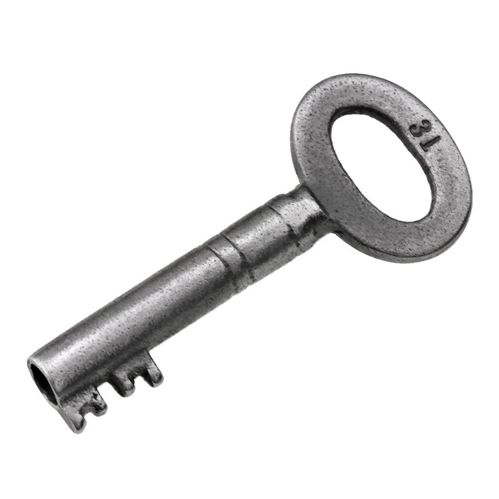 Antique Key – CASKET, CABINET or PADLOCK Key with Oval Bow 1½” Small – ref.L117