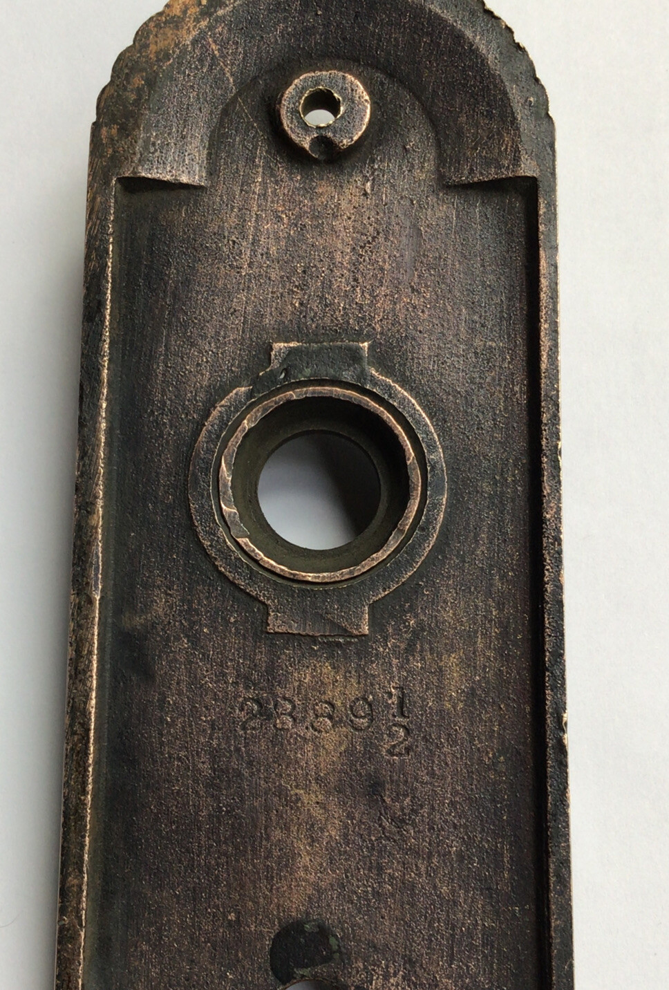 Antique Vintage victorian Brass back door plate 7 3/4” long art deco