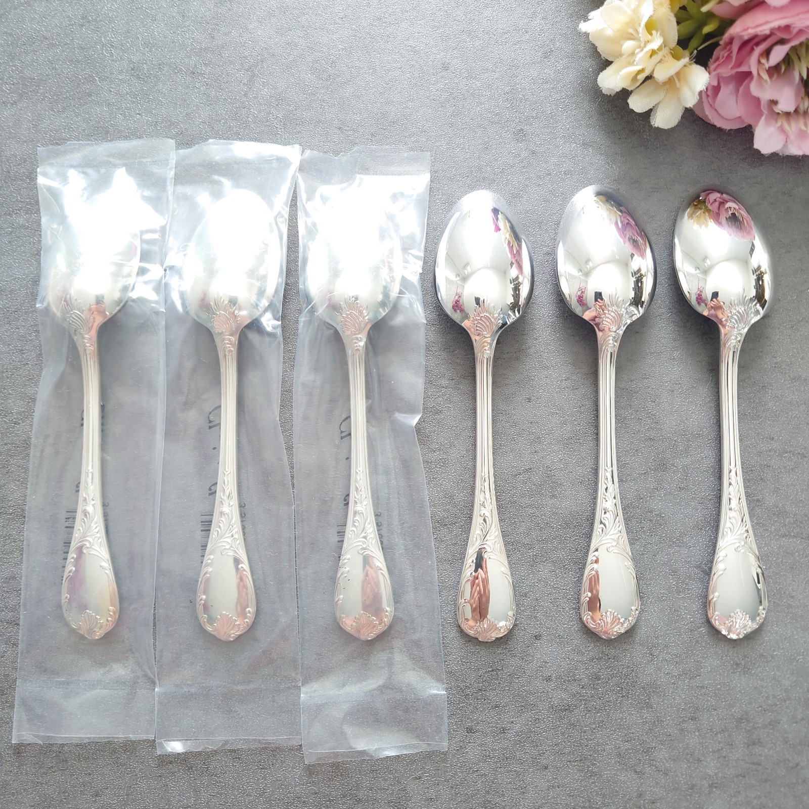Christofle Marly 6pcs Silverplated Flatware Coffee Spoon Near MINT