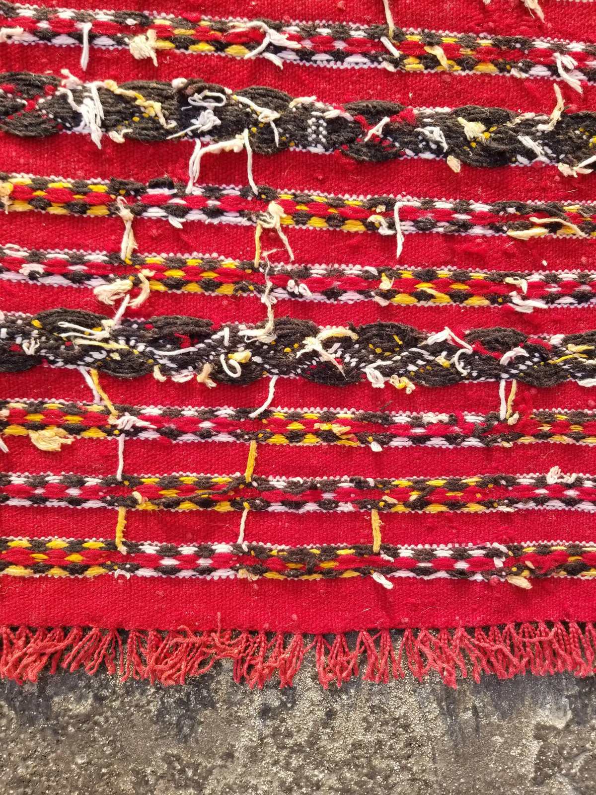 Vintage Traditional Handmade Moroccan Wool Multicolor Kilim 4.0×2.2 ft