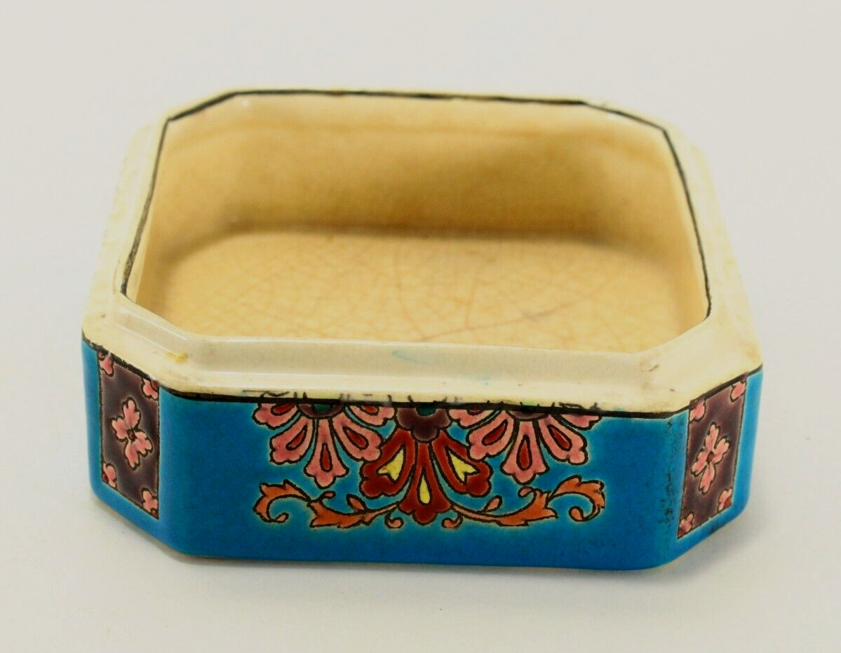 = 1920-1936 LONGWY Square Faience Box, Kenilworth Studio, France