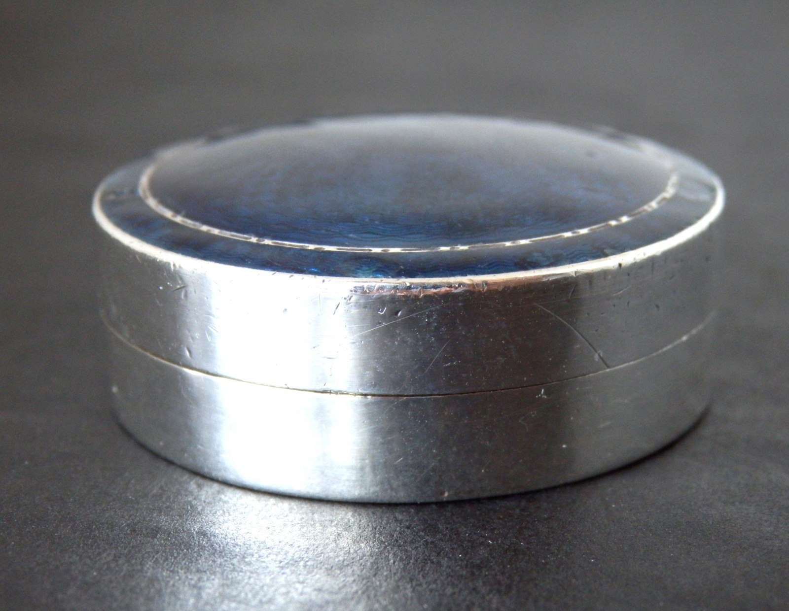Antique Art Deco Solid Silver Guilloche Enamel Box