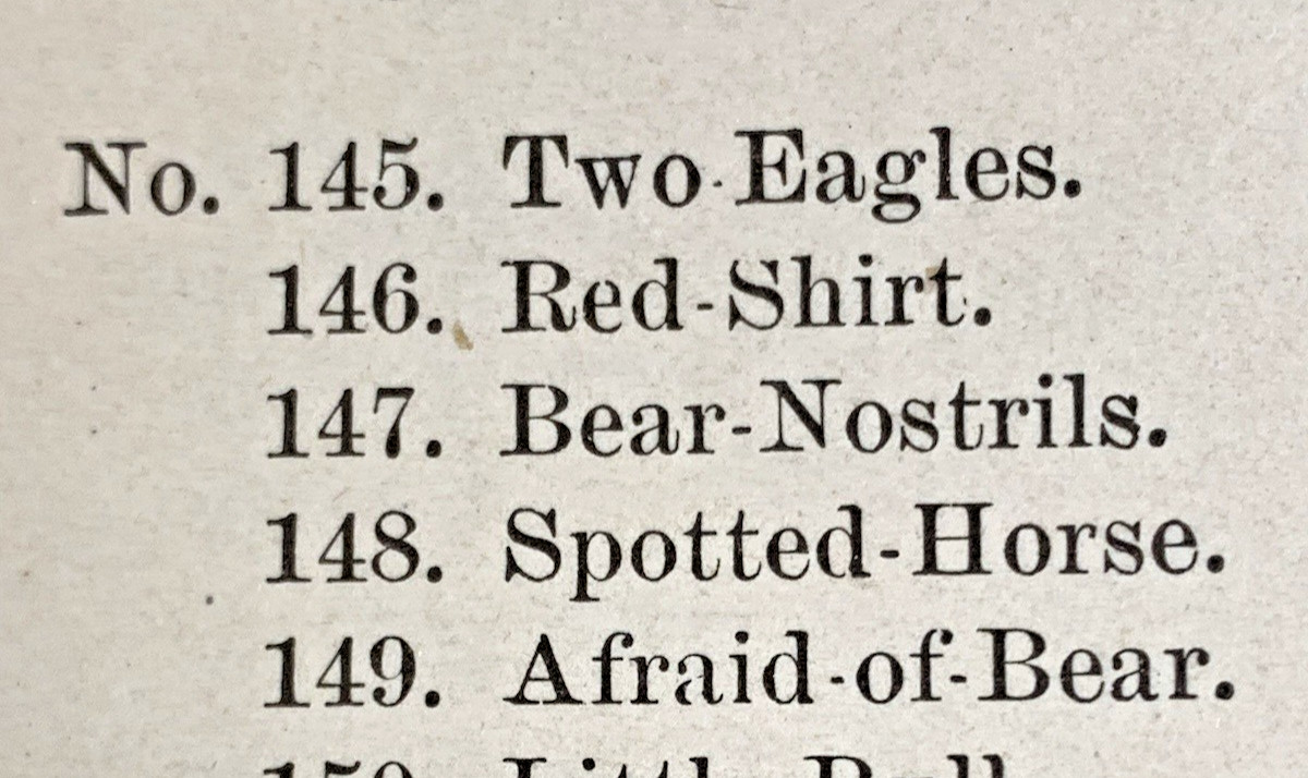 “Red Shirt’s Band” from “Red Cloud’s Census” from J. W. Powell’s 140 YearOldBook
