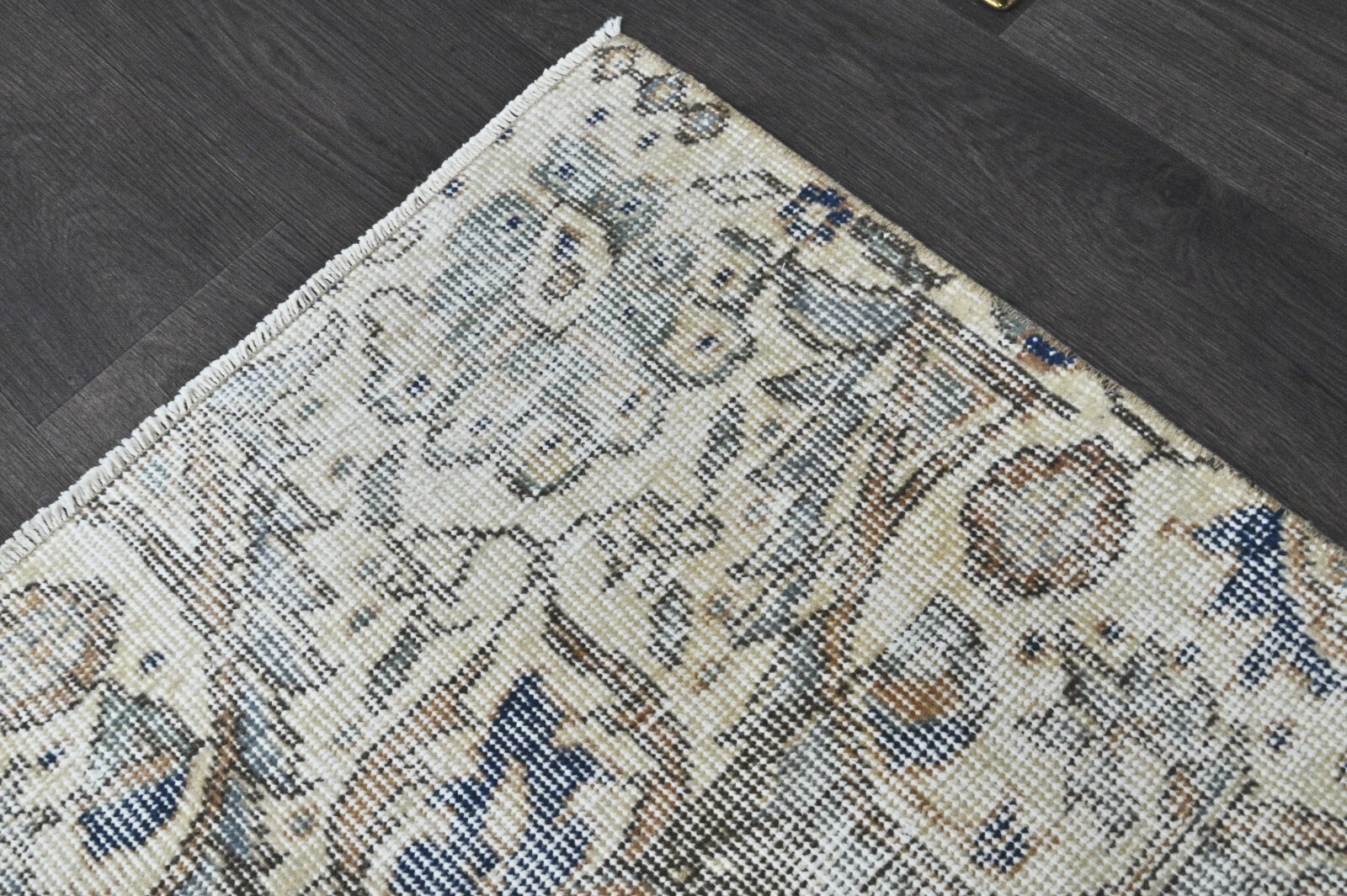 Vintage Turkish Runner Rug 2x9ft BROWNIE Handmade Anatolian Oushak Hallway Wool