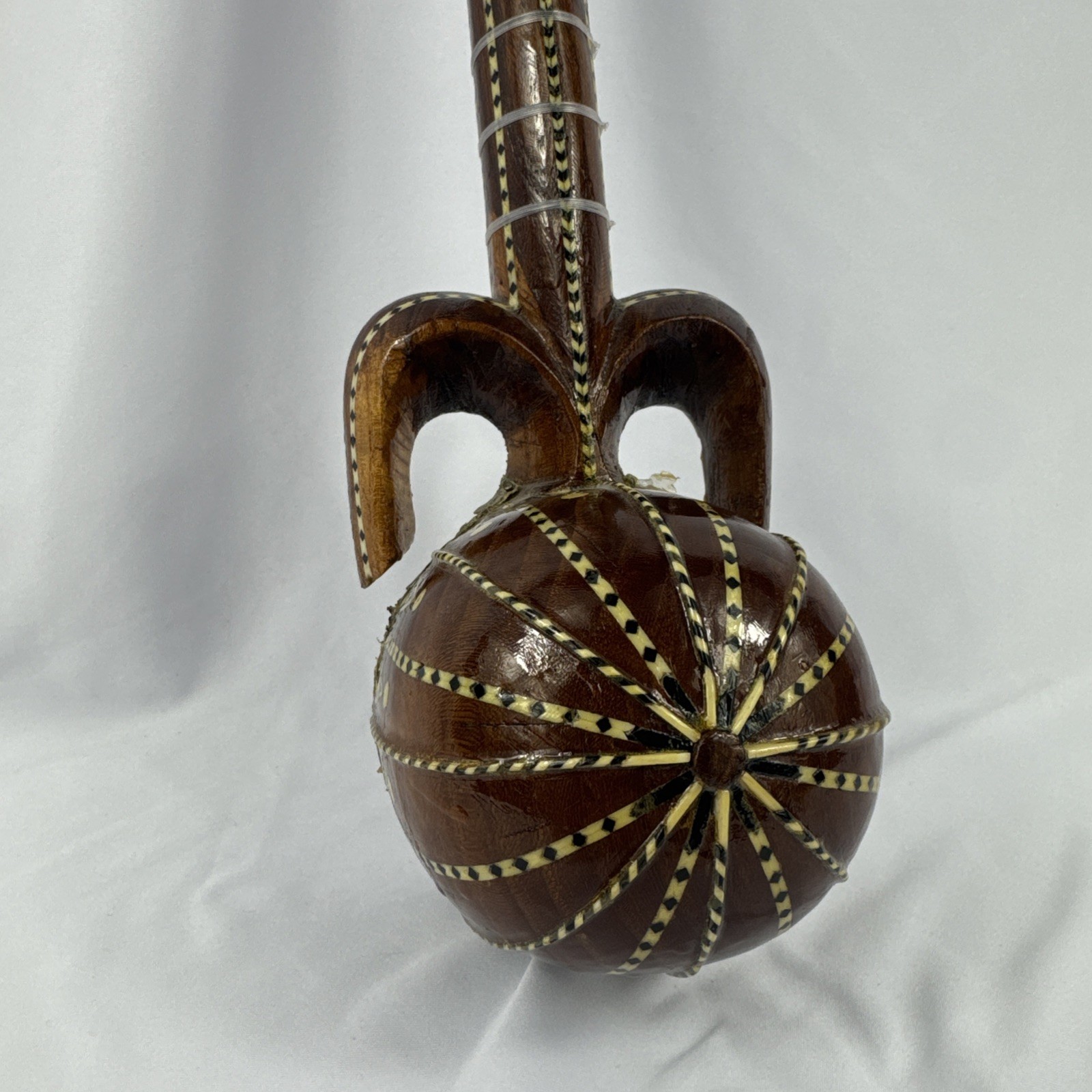 Vintage Asian Rawap Musical String Instrument Snakeskin Design 23 Inches Long