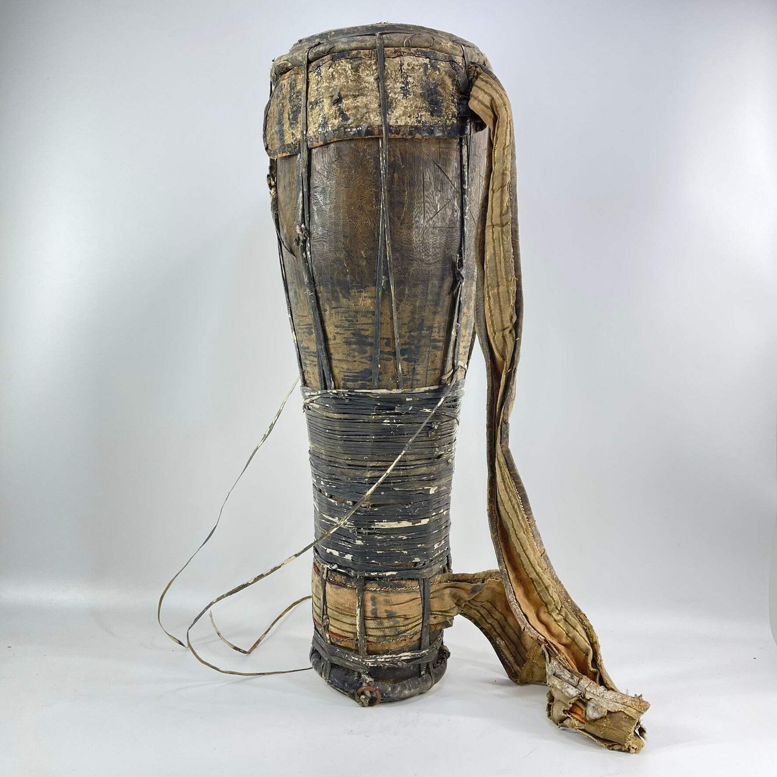 Borana Oromo Tall Drum with Hide and Carry Strap Kenya
