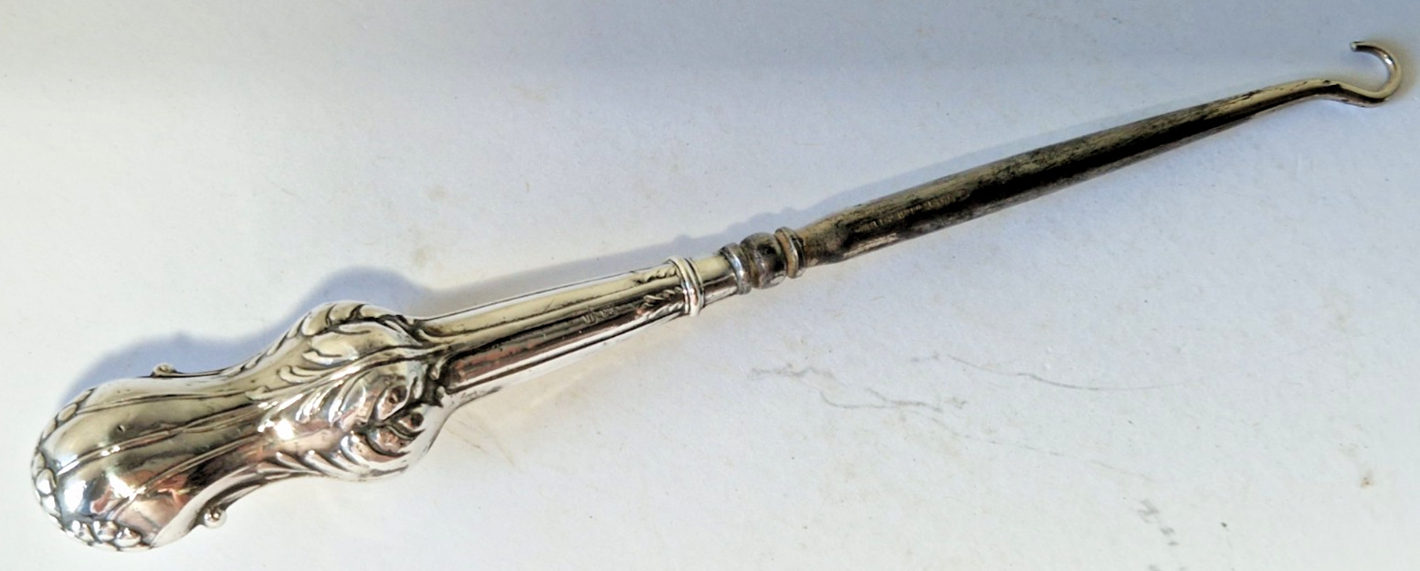 ANTIQUE SILVER BUTTON HOOK Crisford & Norris 1909
