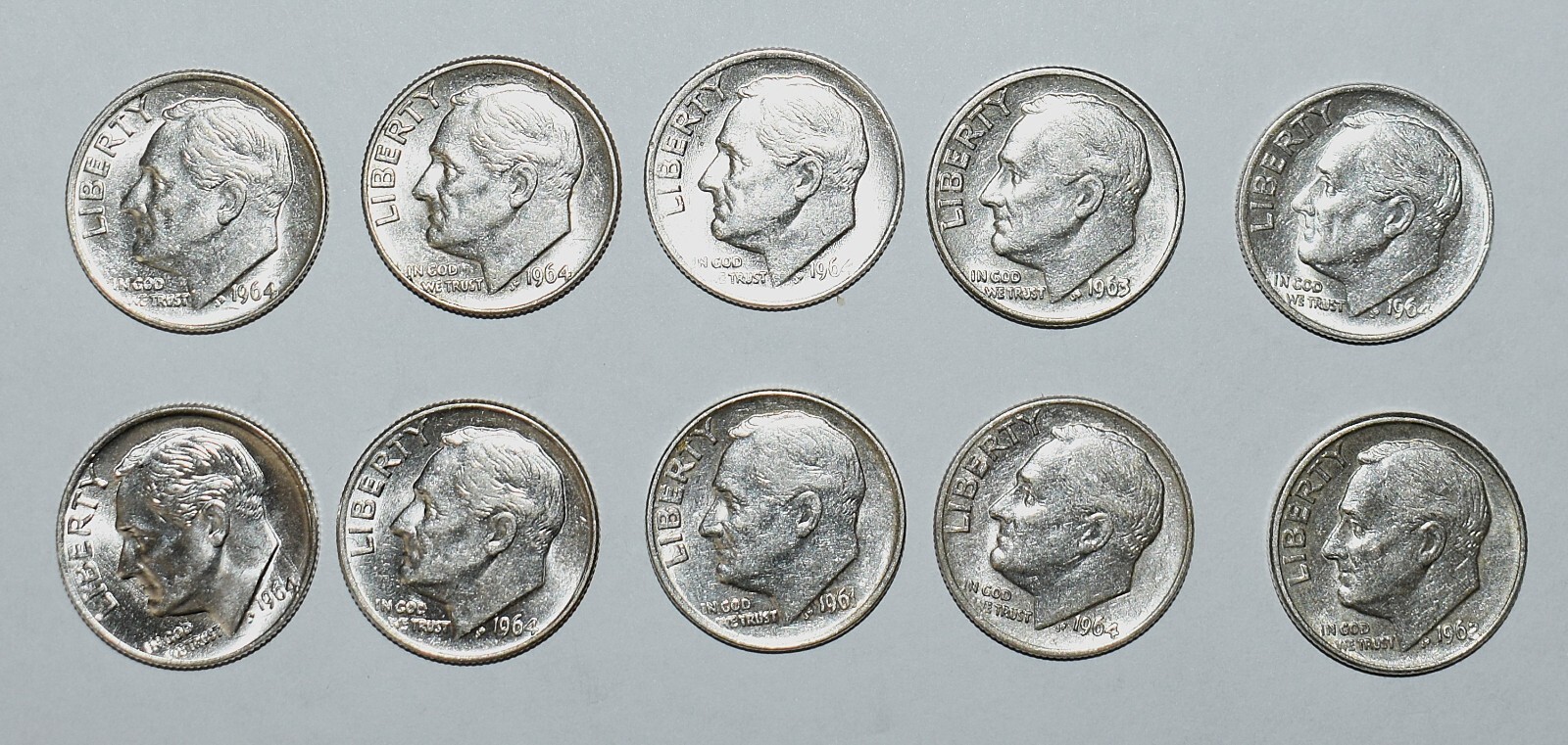 SiIver R00sevelt Dime Lot 1946-1964 C0.ins 90% Random five items