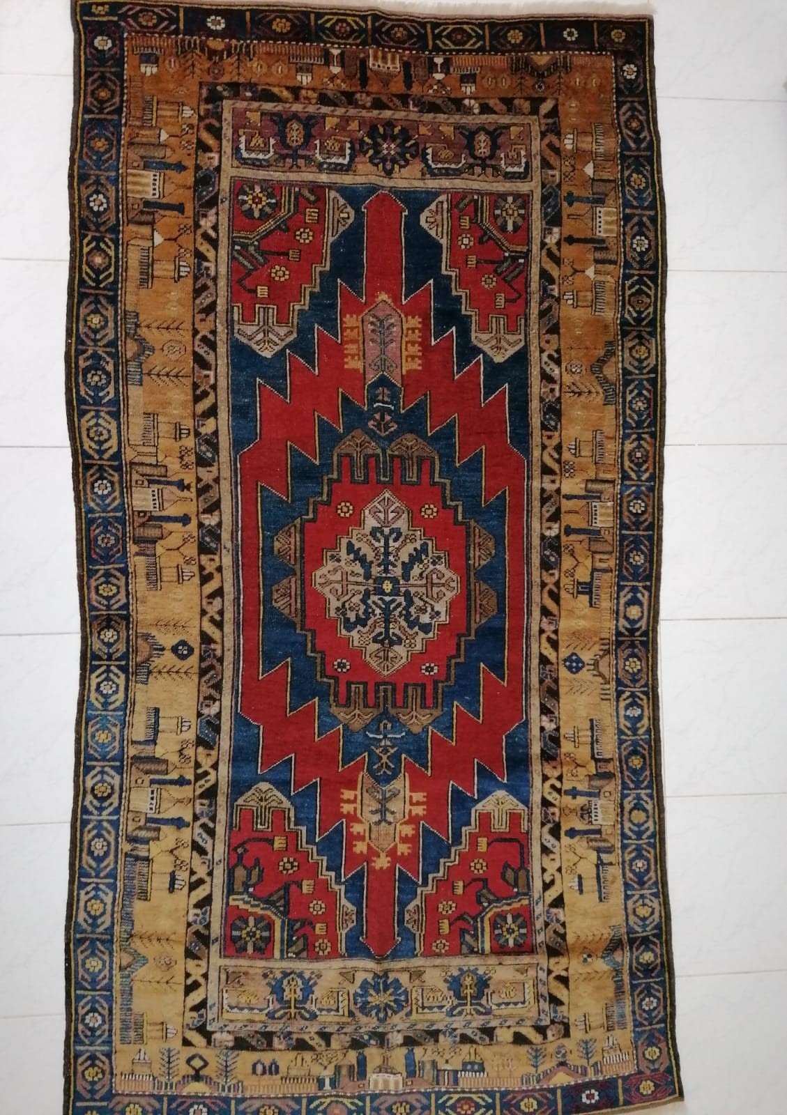 Antique 200-Year-Old Abrahamic Symbol Rug – Rare Handwoven Tribal Carpet