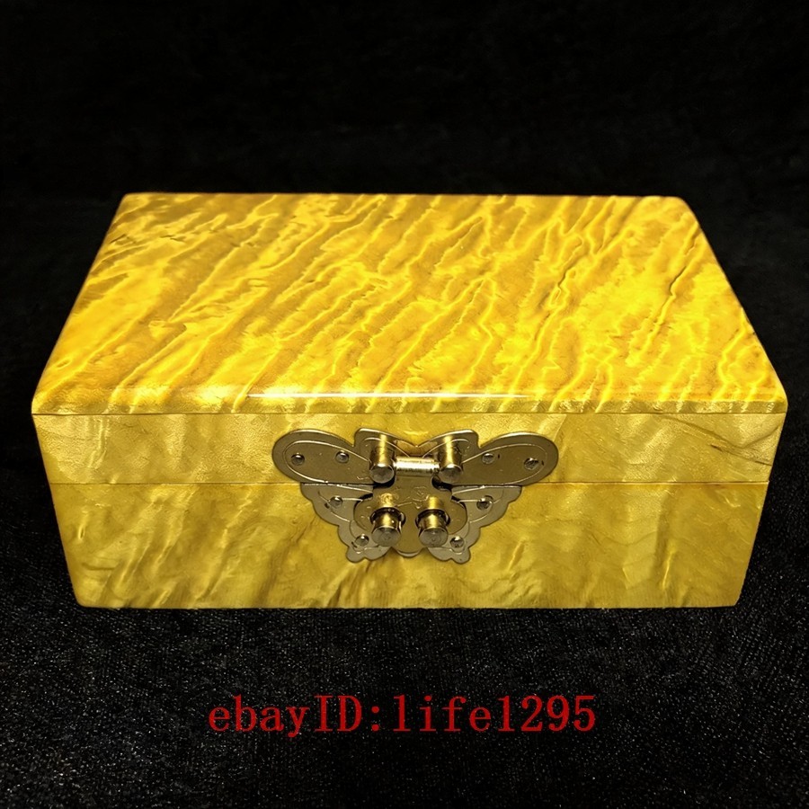 Golden Nanmu Jewelry Box 15×9×6cm Luxury Solid Wood Jewelry Storage Box