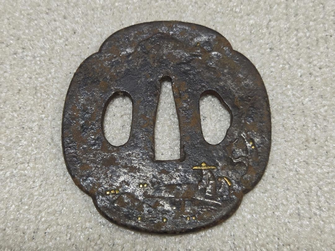 Tsuba Vintage Showa Era Unnamed Antique Sword Guard Collectible Historical