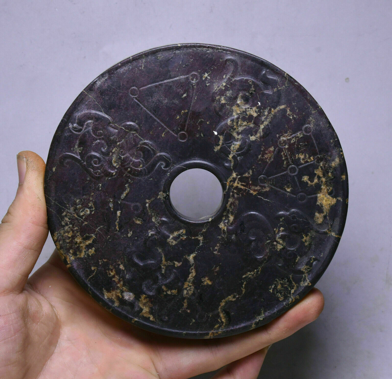 12CM Chinese Hongshan Culture Jade Carving Dynasty Animal Beast Circular Yu Bi