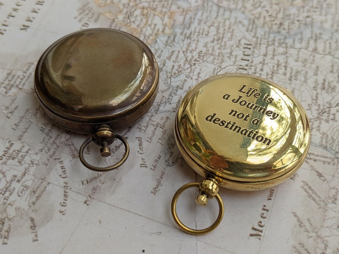 Custom Brass Golden Compass For Adventure | Elegant Locket Compass For Christmas