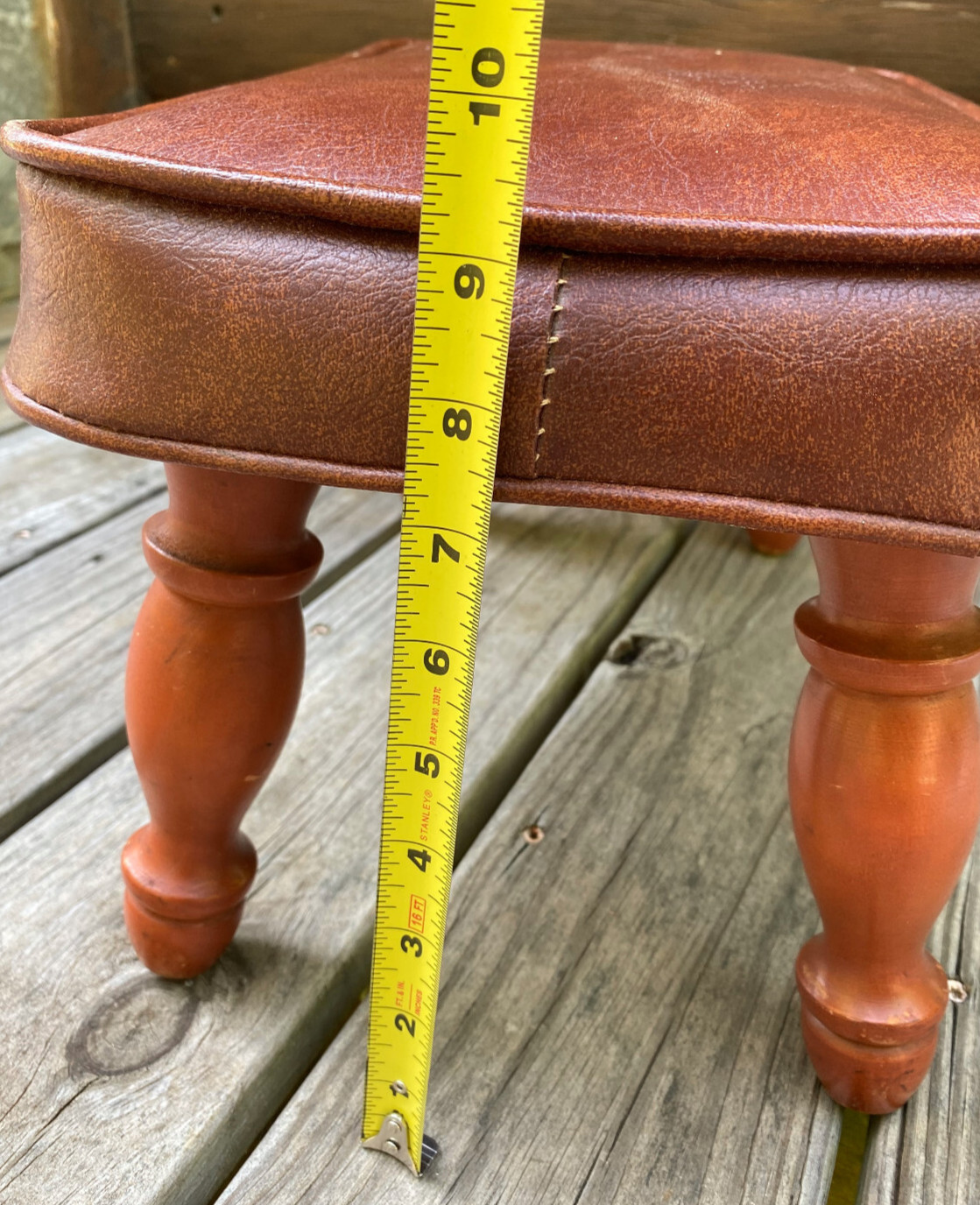 Vintage Brown MidCentury Babcock Phillips Corp Wood Leg Foot Stool MCM Foot Rest
