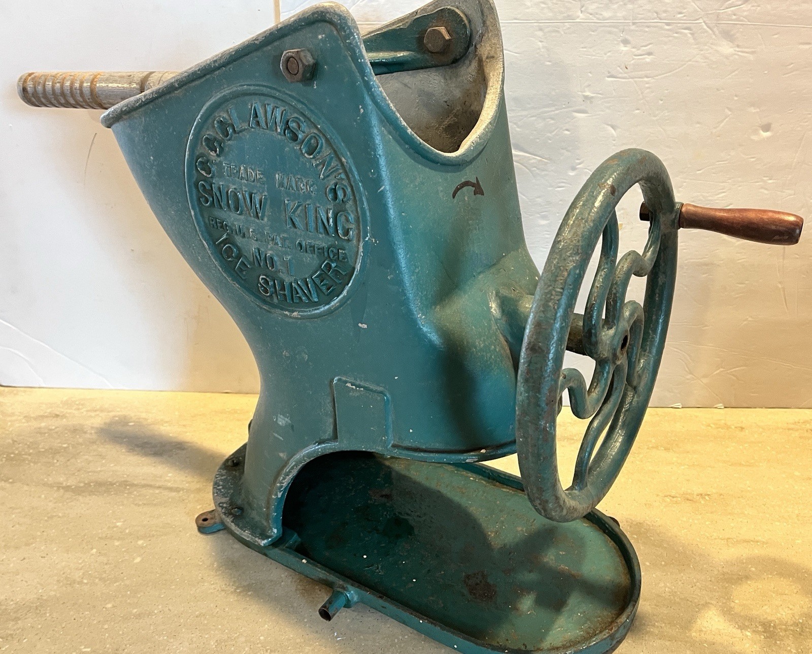 Antique CC Clawson’s Snow King No 1 Ice Shaver Soda Jerk Hawaiian Shave Vintage