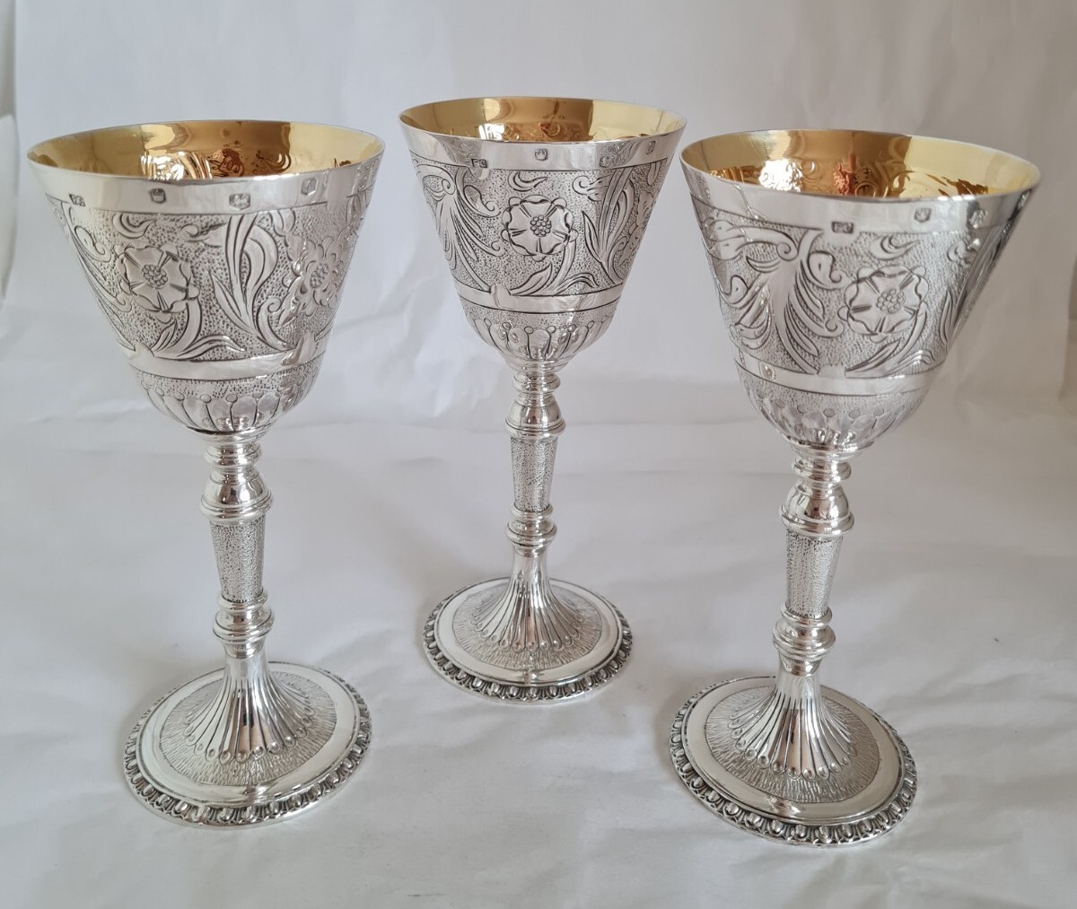Vintage sterling silver Goblets / Chalices. Sheffield 1974. By Frank Cobb & Co