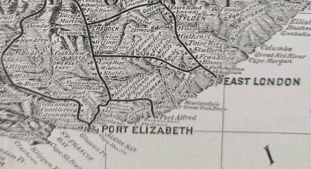 Vintage 1901 SOUTH AFRICA TOPO Map 22″x14″ Old Antique Original KIMBERLEY DURBAN