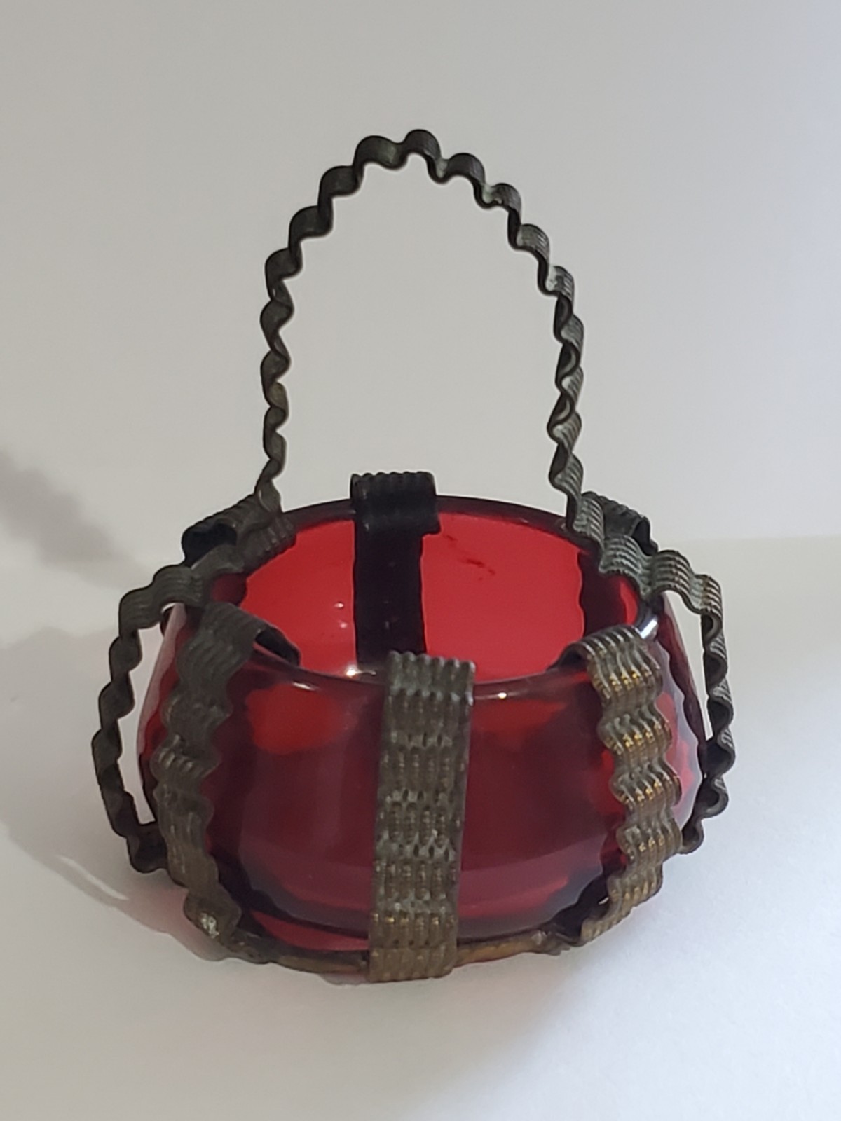 Antique Cranberry Glass / Gilded Metal Basket – Palais Royal France?