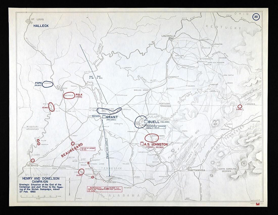 West Point Civil War Map Fort Henry & Donelson Campaign Tennessee Grant Feb 27