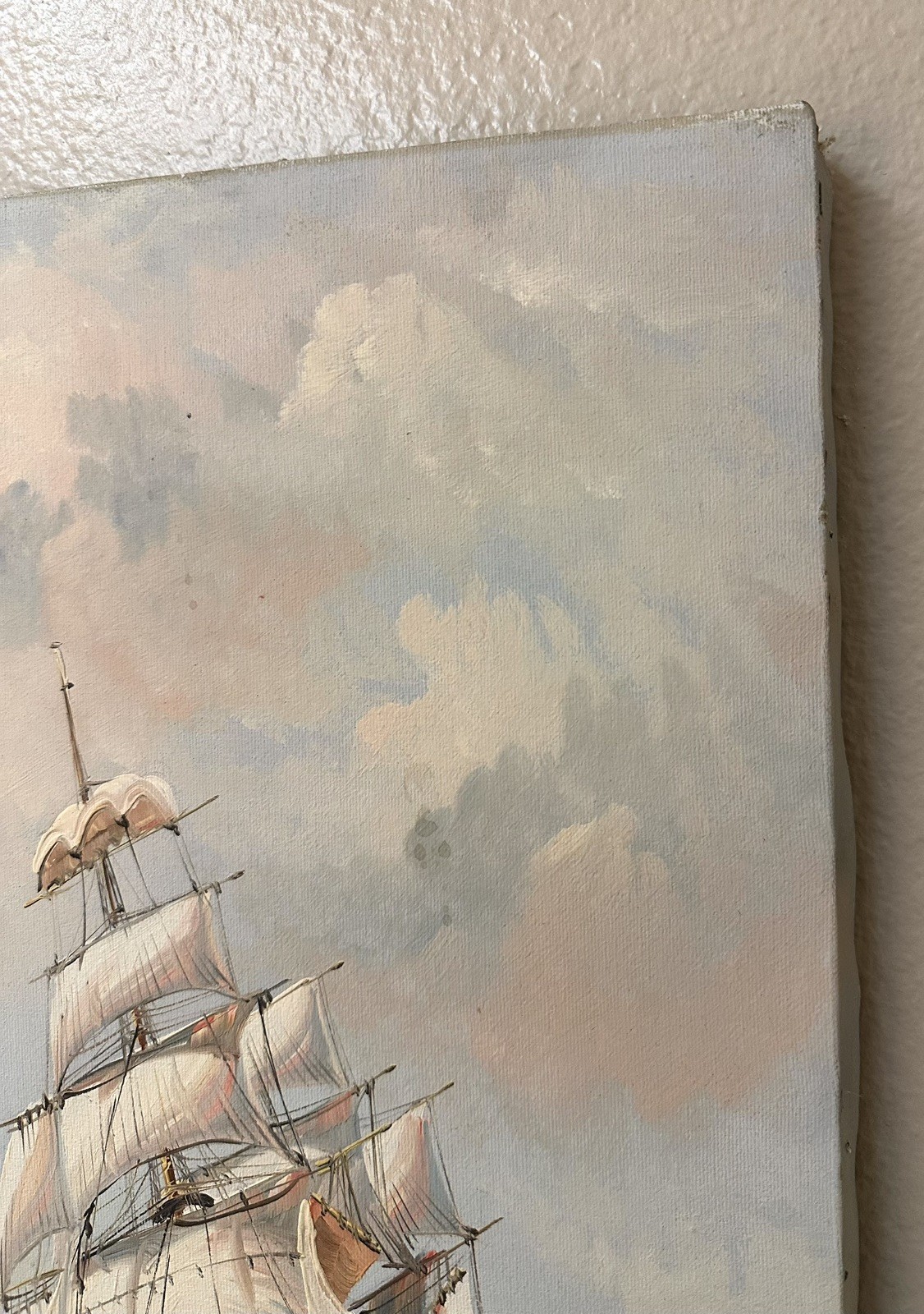 Vtg John Ambrose Clipper Ship Oil Painting Signed Framed Nautical Seascape Art