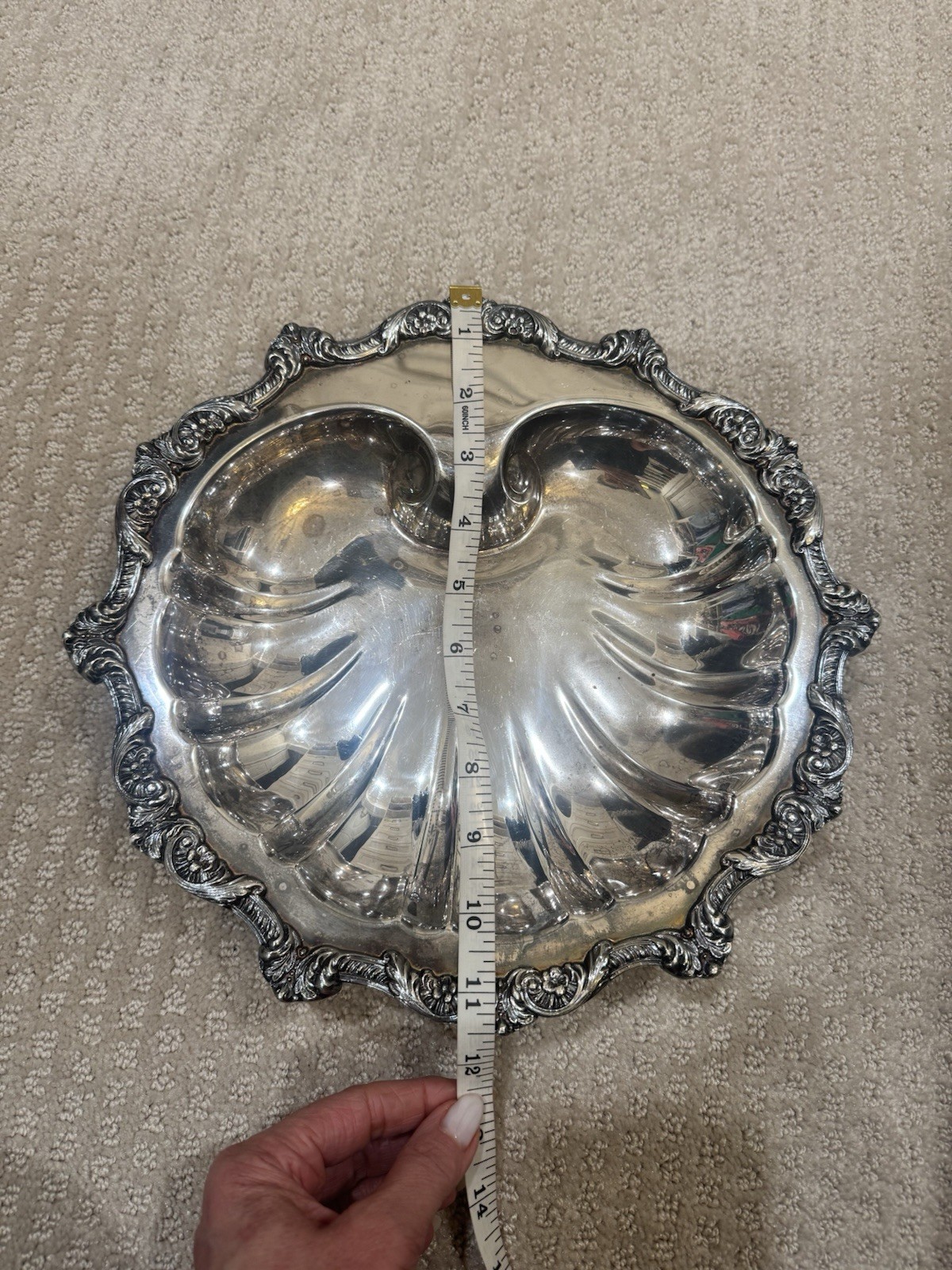 Silver Plate Shell Shaped Serving Bowl. Clam Shell Dish Old English By Poole