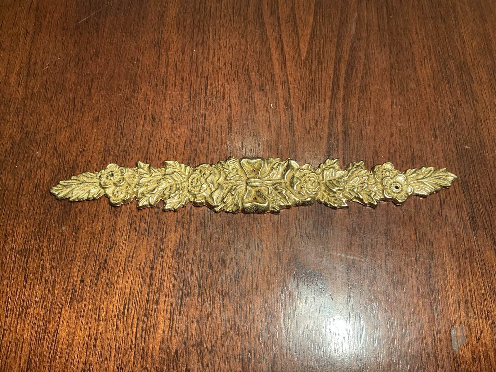VTG Ornate Brass Floral Swag Garland Embellishment Furniture Hardware Decor