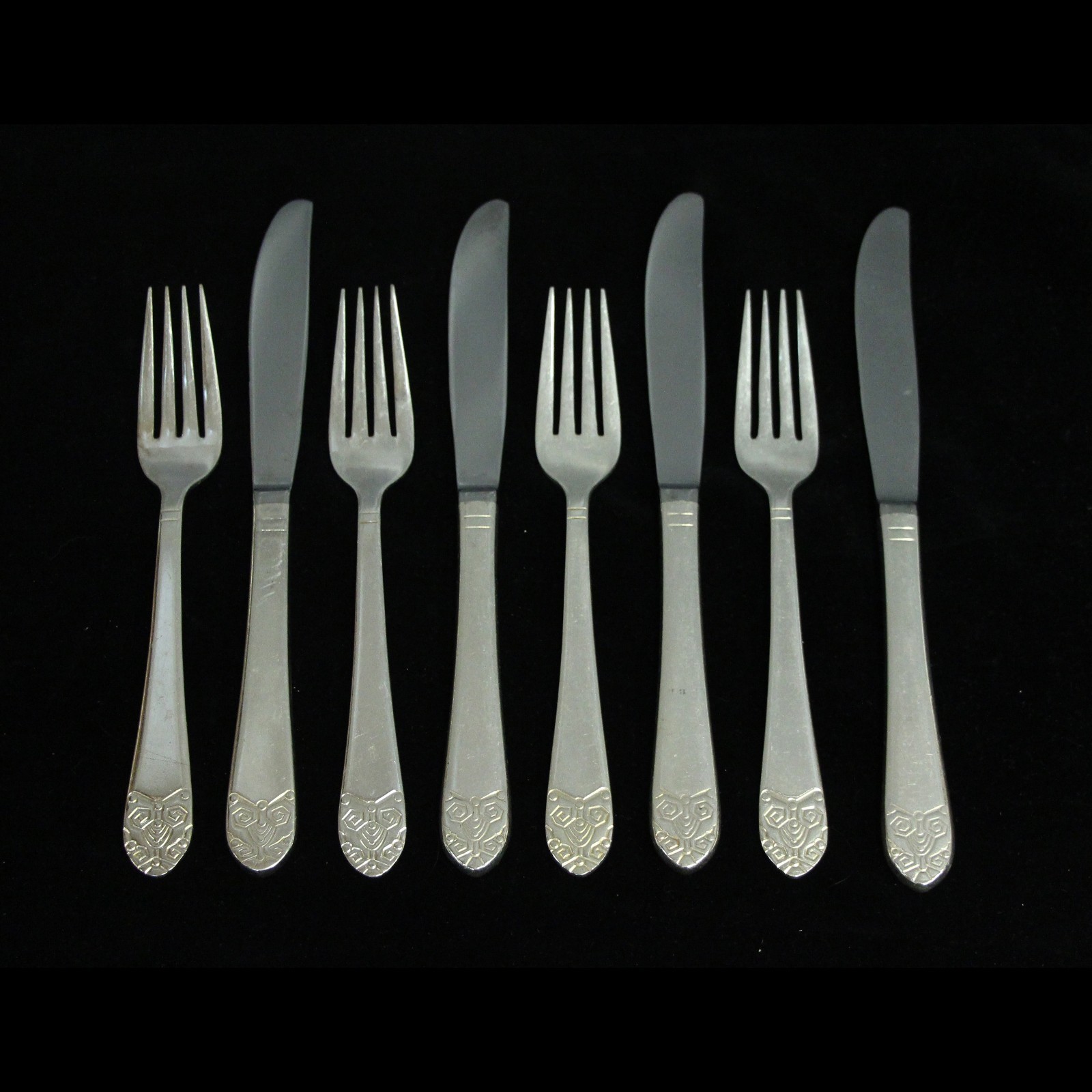 Waldorf Astoria Art Deco Dinner Knife & Fork Flatware 8 Piece Set