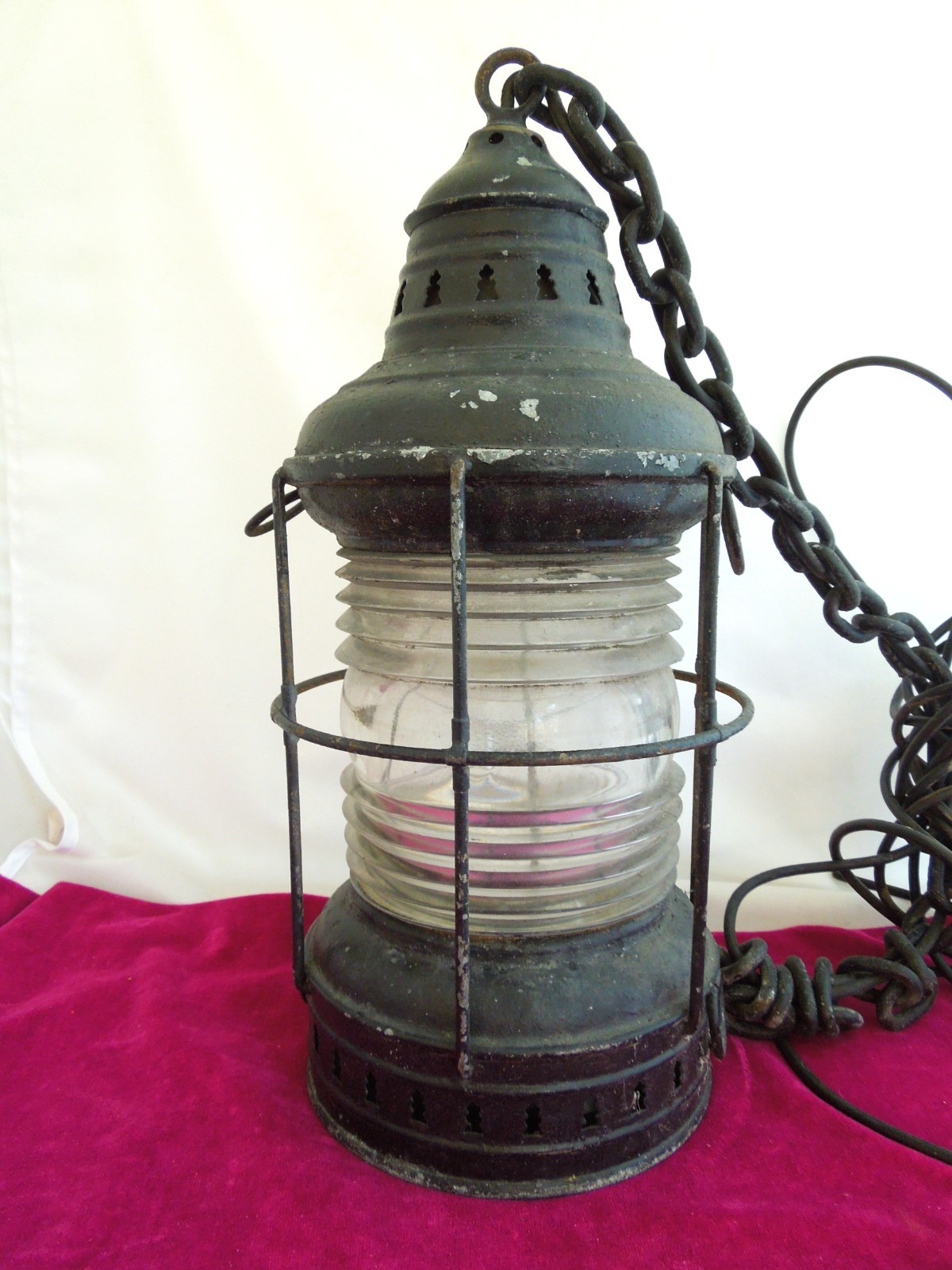 Vtg. Perkins Perko Ship’s Anchor/Signal Lantern W/ Fresnel Lens 17″ Electrified