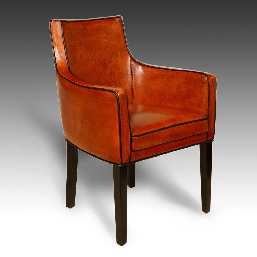 GRAND PRIX ARM CHAIR SHEEP LEATHER HARDWOOD FRAME HOLLAND CONTEMPORARY