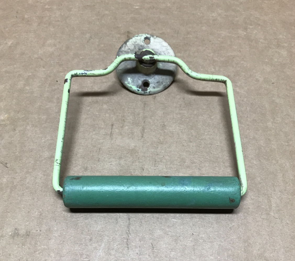 Antique Metal Green Toilet Paper Holder VTG Bathroom Plumbing VTG Old 970-26B