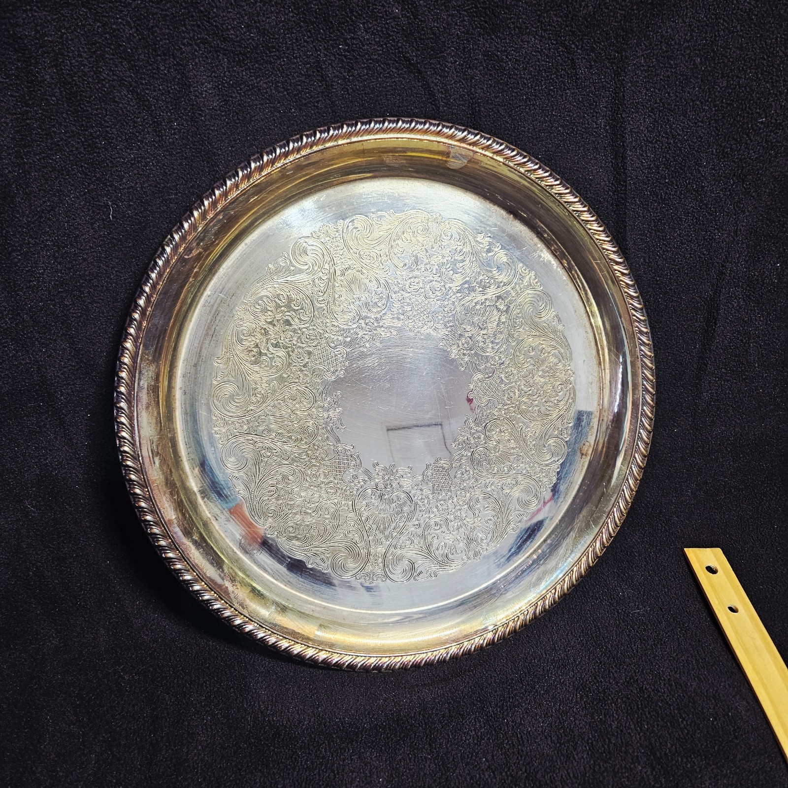 (2) Plates – International Silver Co & Oneida Silver Plated Trays 12″