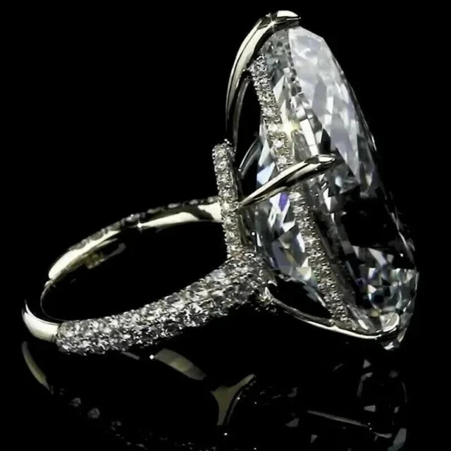 4Ct Pear Cut Simulated Diamond Solitaire Engagement Ring 14K White Gold Plated
