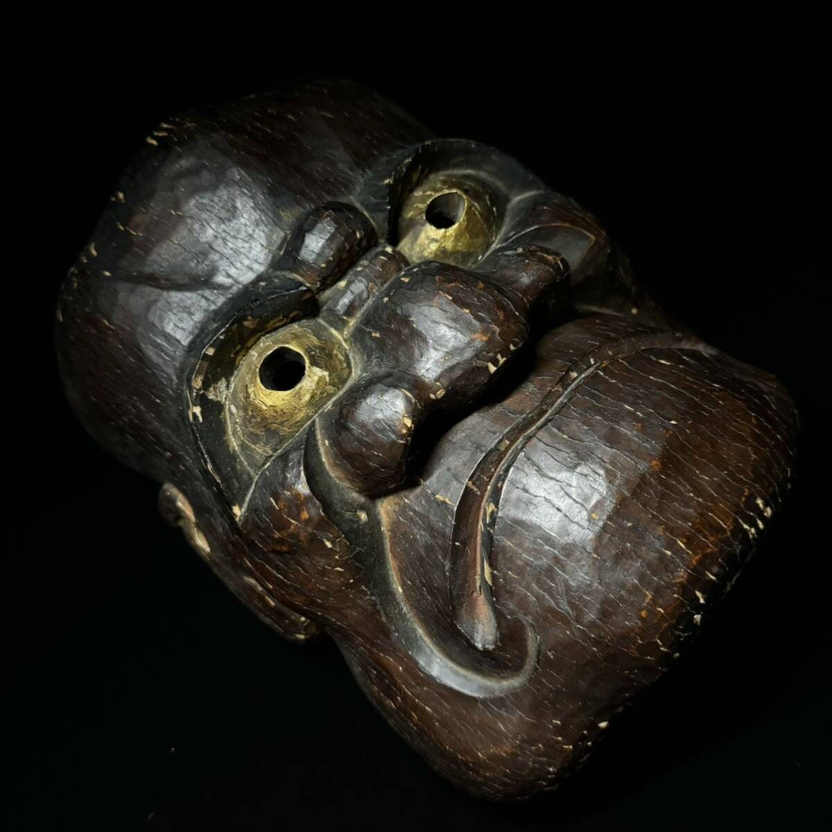 Wood Carving Noh Mask Ungyo Nio H9.2 W7.4 inch Japanese Traditional Craft