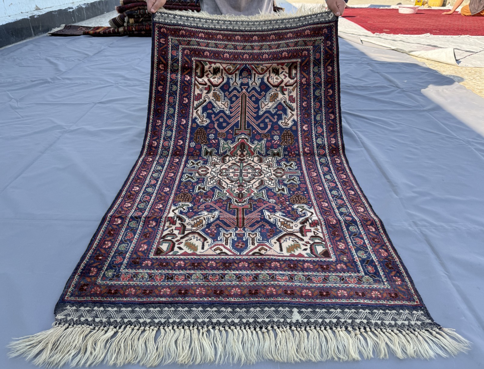 Fine Antique Afghan Baluchi Rug 3×5 Blue Handmade Persian Style Oriental Carpet