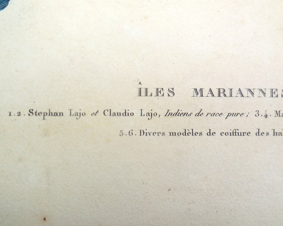 Antique Early 19th Century Mezzotint Iles Mariannes: Guam CHOUBARD Sculpt. c1822