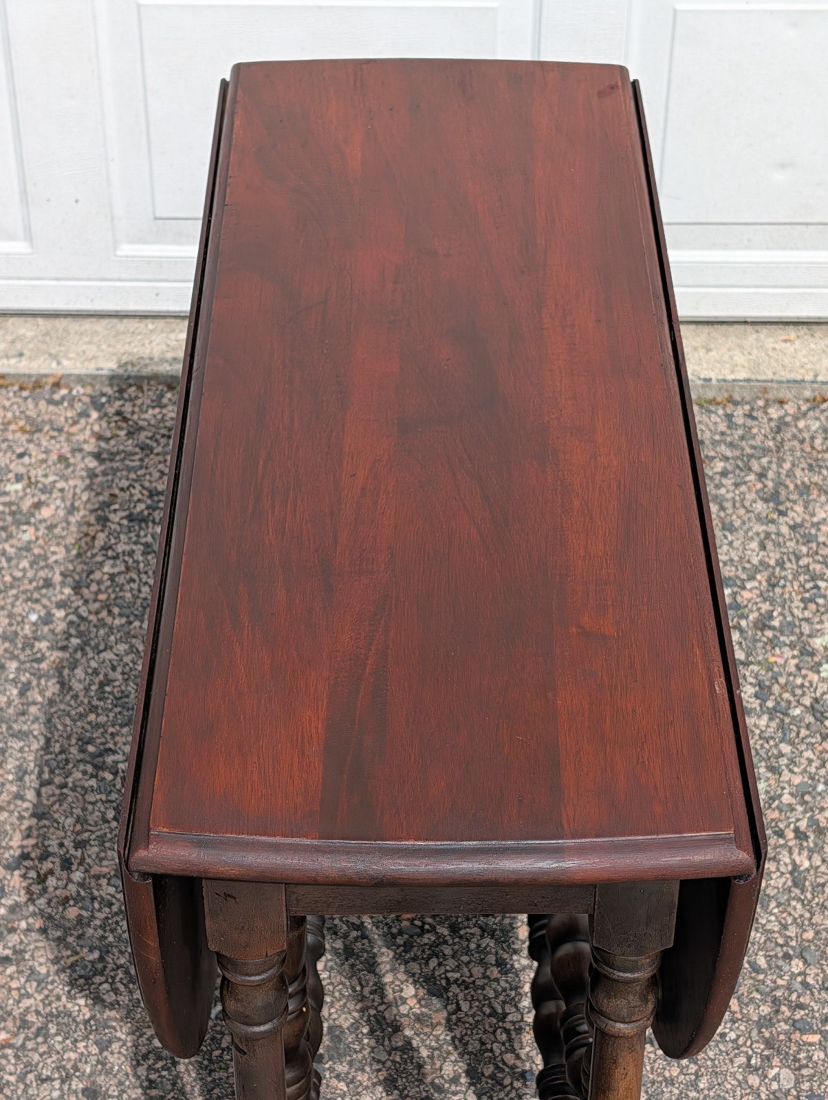 Vintage Mahogany Gate Leg Drop Leaf Table with Drawer, Oval, Solid Wood