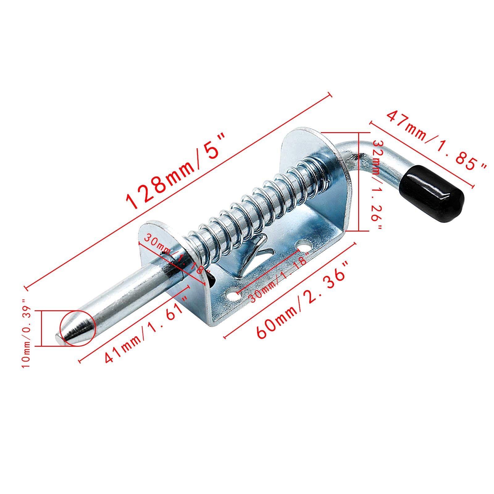 Bonsicoky 2PCS Spring Loaded Latch Pin, 5 Inch 304 Stainless 10mm x 128mm
