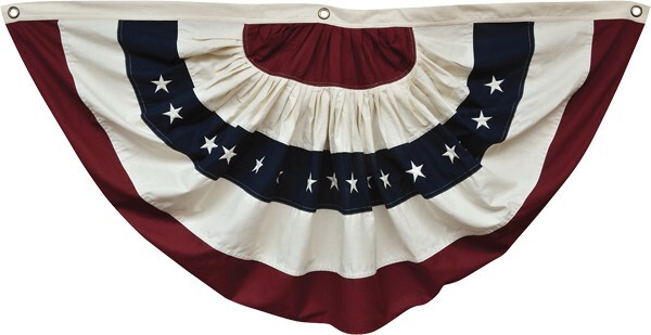 New Early Americana Patriotic LARGE FABRIC BUNTING FLAG Window Banner 29″x55″