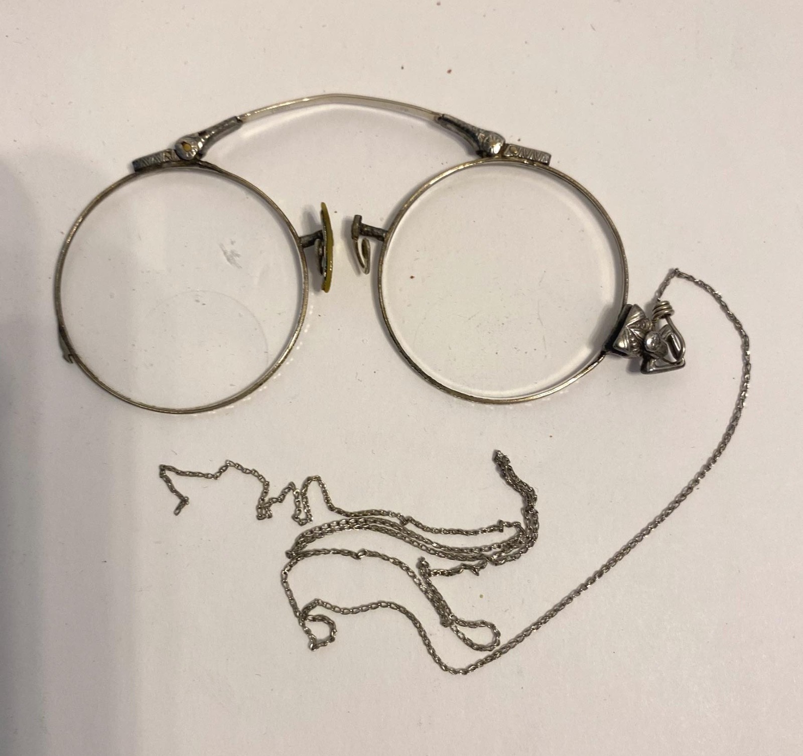 Antique Signed SPR Solid 14k White Gold Eye Glasses Lorgnette 19.30gr Scrap or