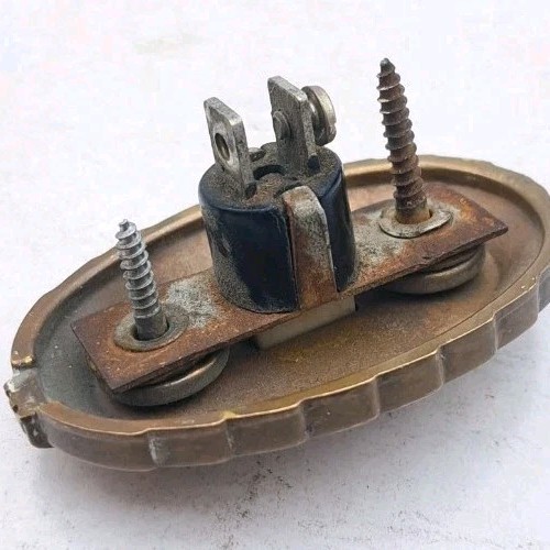 Antique Push Button Doorbell Old Vintage Brass Plate Door Hardware