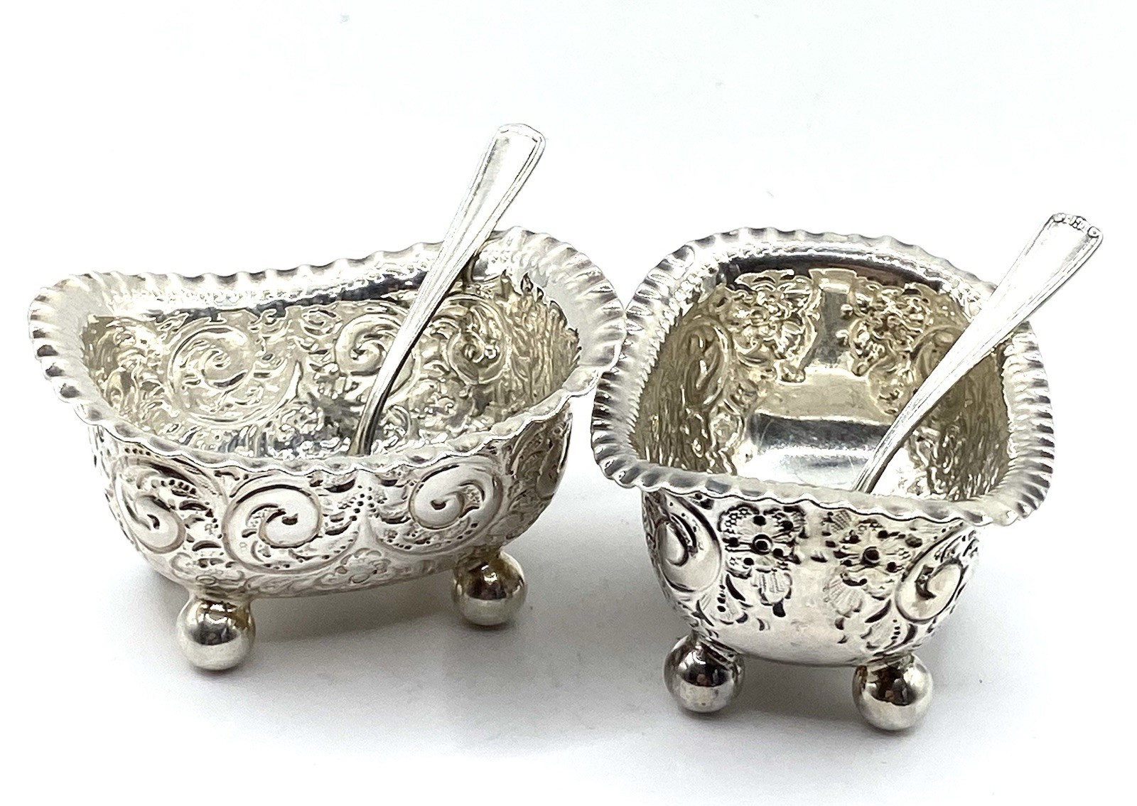 Antique James Dixon & Sons JD&S Two Sterling Silver Salt Bowls