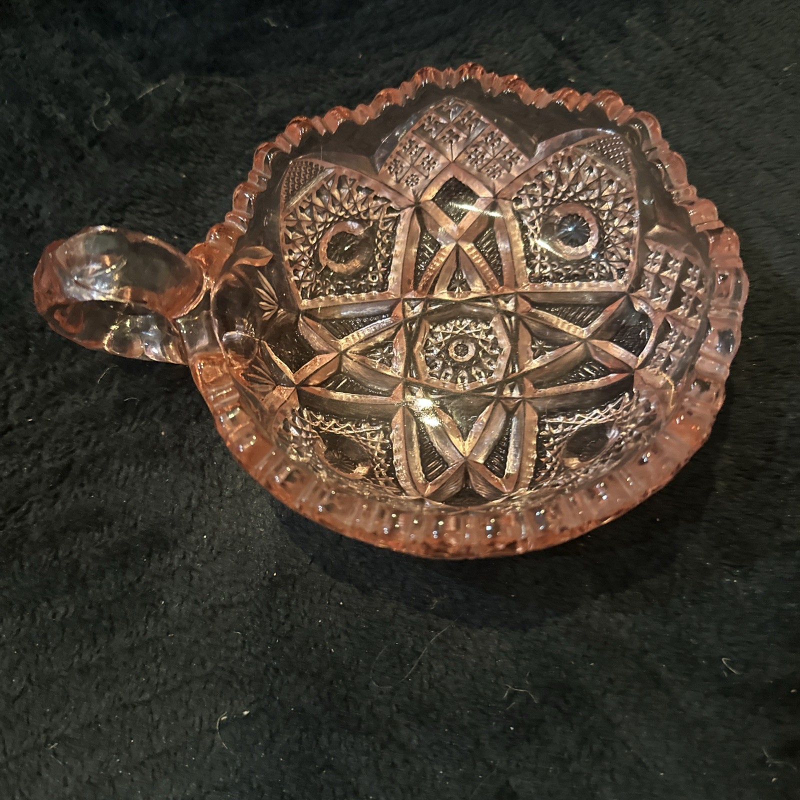 Pink Viking Cut Glass Candy/Trinket Dish