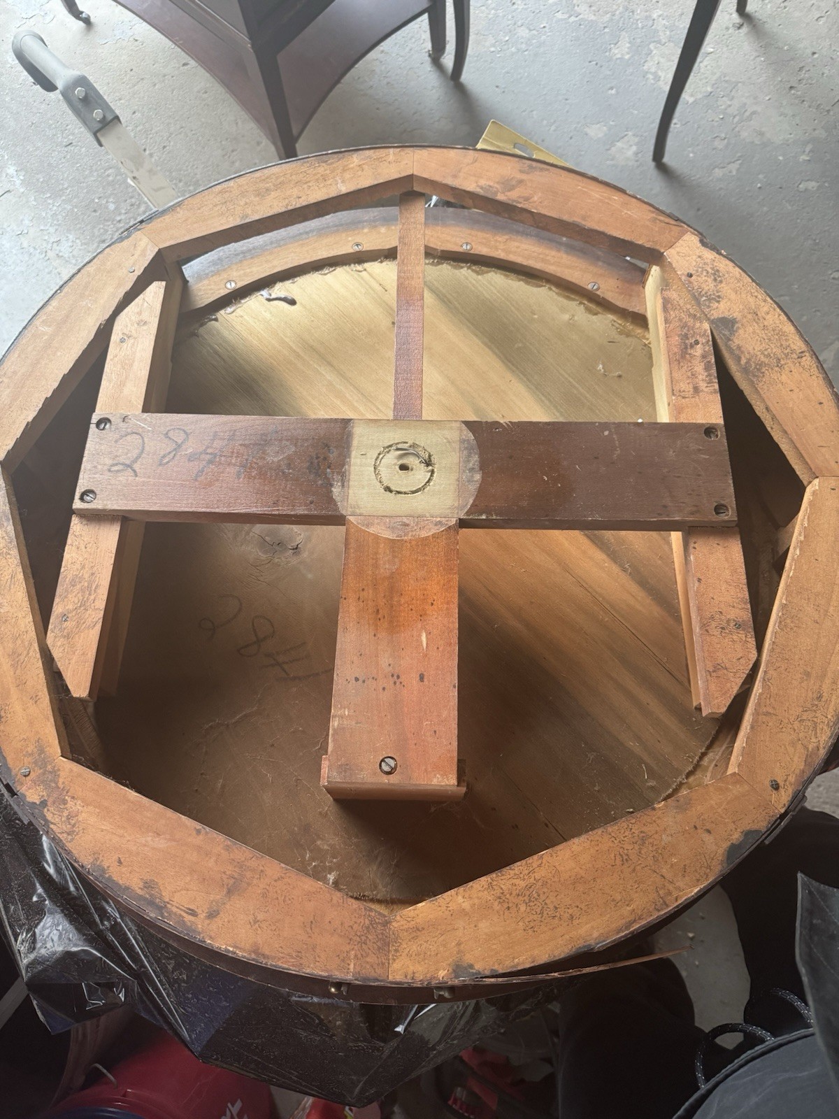 Vintage Regency Revival Leather-Top Mahogany Drum Table / Project Piece