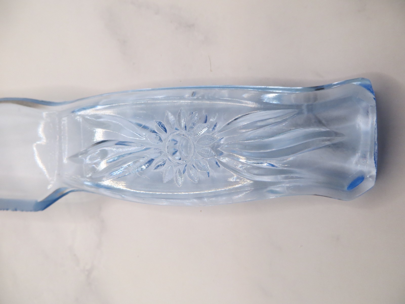 Antique Dur-X Light Blue Depression Glass Floral Flower Style Fruit Knife In Box